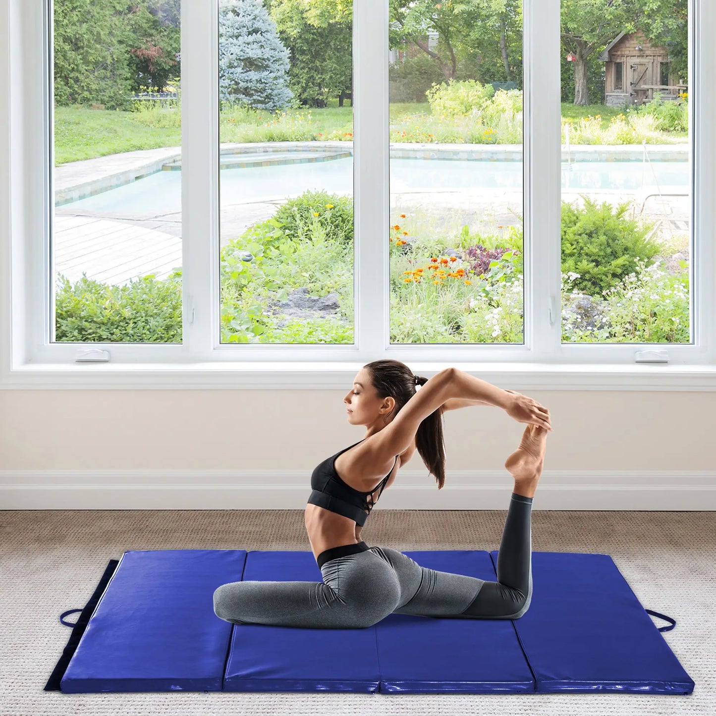 4'x6'x2'' Folding Exercise Mat, Yoga, MMA, Martial Arts, Blue Gymnastics Mats at Gallery Canada
