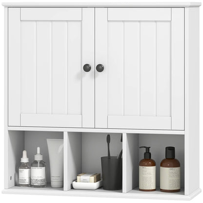 Farmhouse Wall Mounted Medicine Cabinet, Adjustable Shelf, White Wall Mounted Cabinets White at Gallery Canada