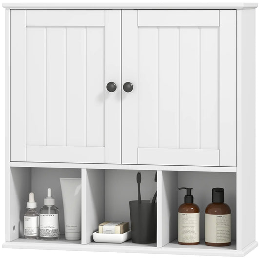 Farmhouse Wall Mounted Medicine Cabinet, Adjustable Shelf, White Wall Mounted Cabinets White at Gallery Canada