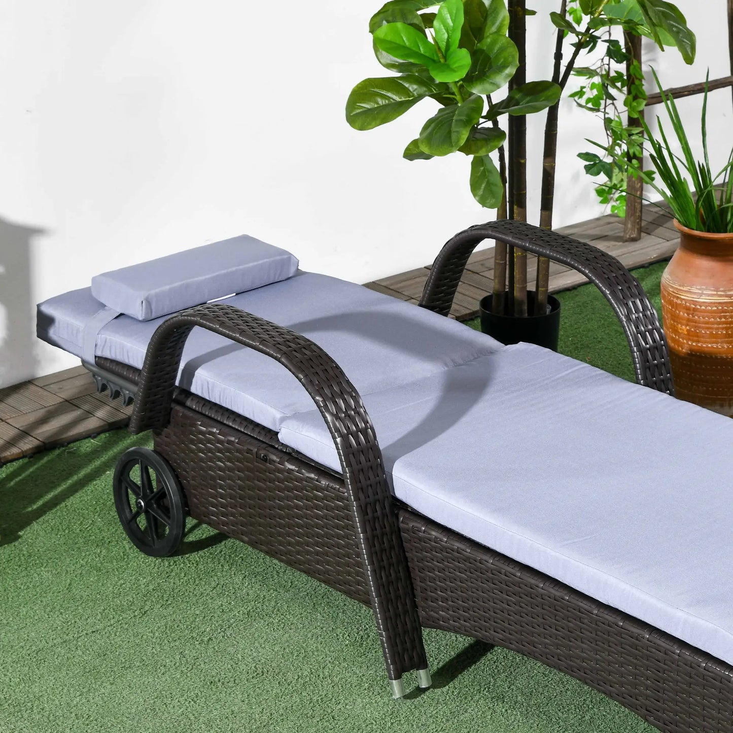 Outdoor Lounger, Deck Lounge Chair, 5-Level Adjustable, Silver Grey, Deep Coffee Chaise Loungers at Gallery Canada