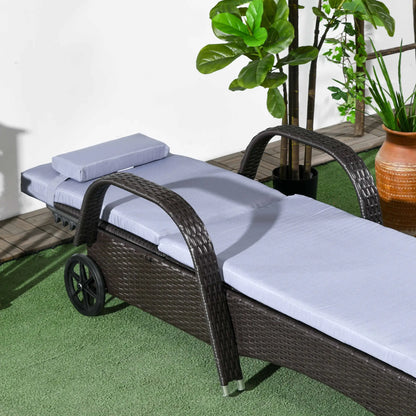 Outdoor Lounger, Deck Lounge Chair, 5-Level Adjustable, Silver Grey, Deep Coffee Chaise Loungers at Gallery Canada