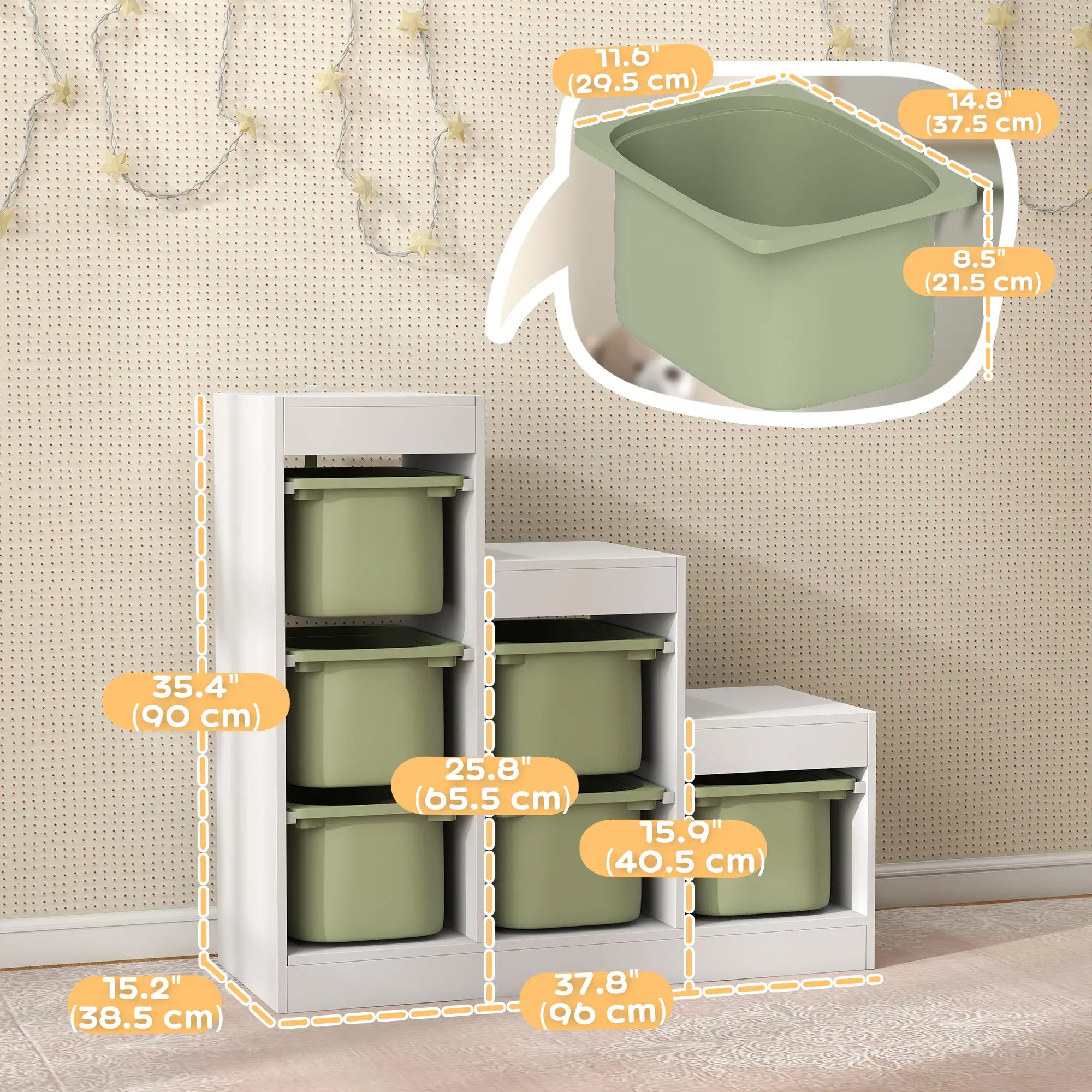 3 Layers Toy Storage Organizer, 6 Plastic Bins, Green Baby & Kids Storage at Gallery Canada