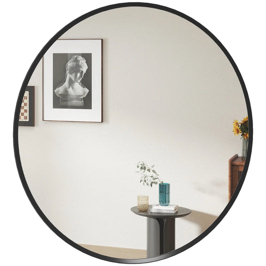 24" Round Wall Mirror, Modern Home Decor for Bedroom Living Room Bathroom, Black Wall Mirrors Black at Gallery Canada