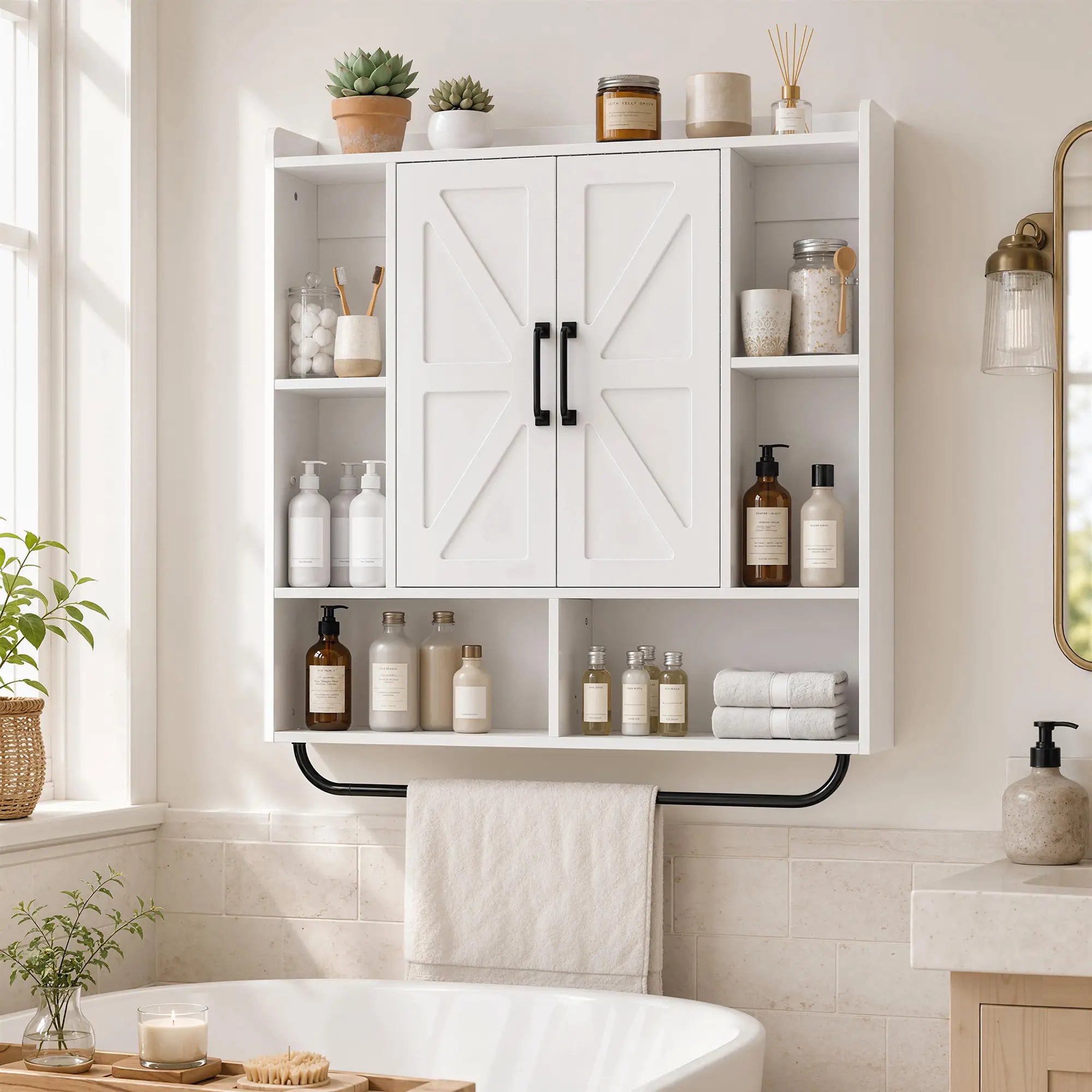Bathroom Wall Cabinet, Open & Hidden Storage, White Wall Mounted Cabinets at Gallery Canada