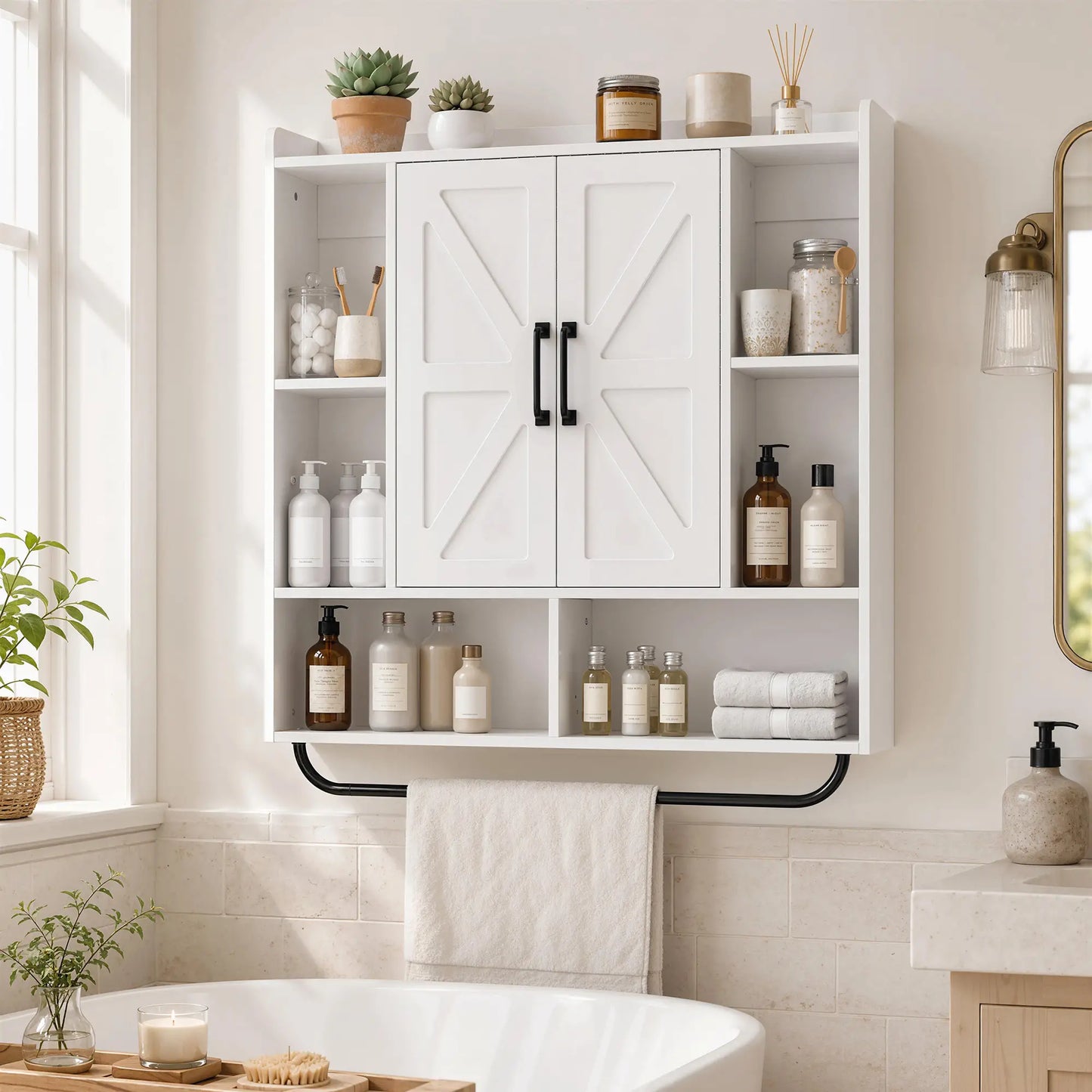 Bathroom Wall Cabinet, Open & Hidden Storage, White Wall Mounted Cabinets at Gallery Canada
