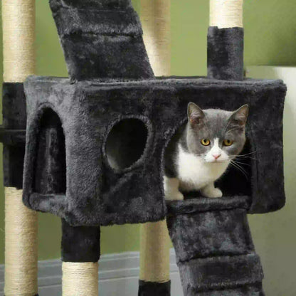 68-Inch Multi-Level Cat Scratching Tree, Kitty Activity Center, Grey Cat Towers at Gallery Canada
