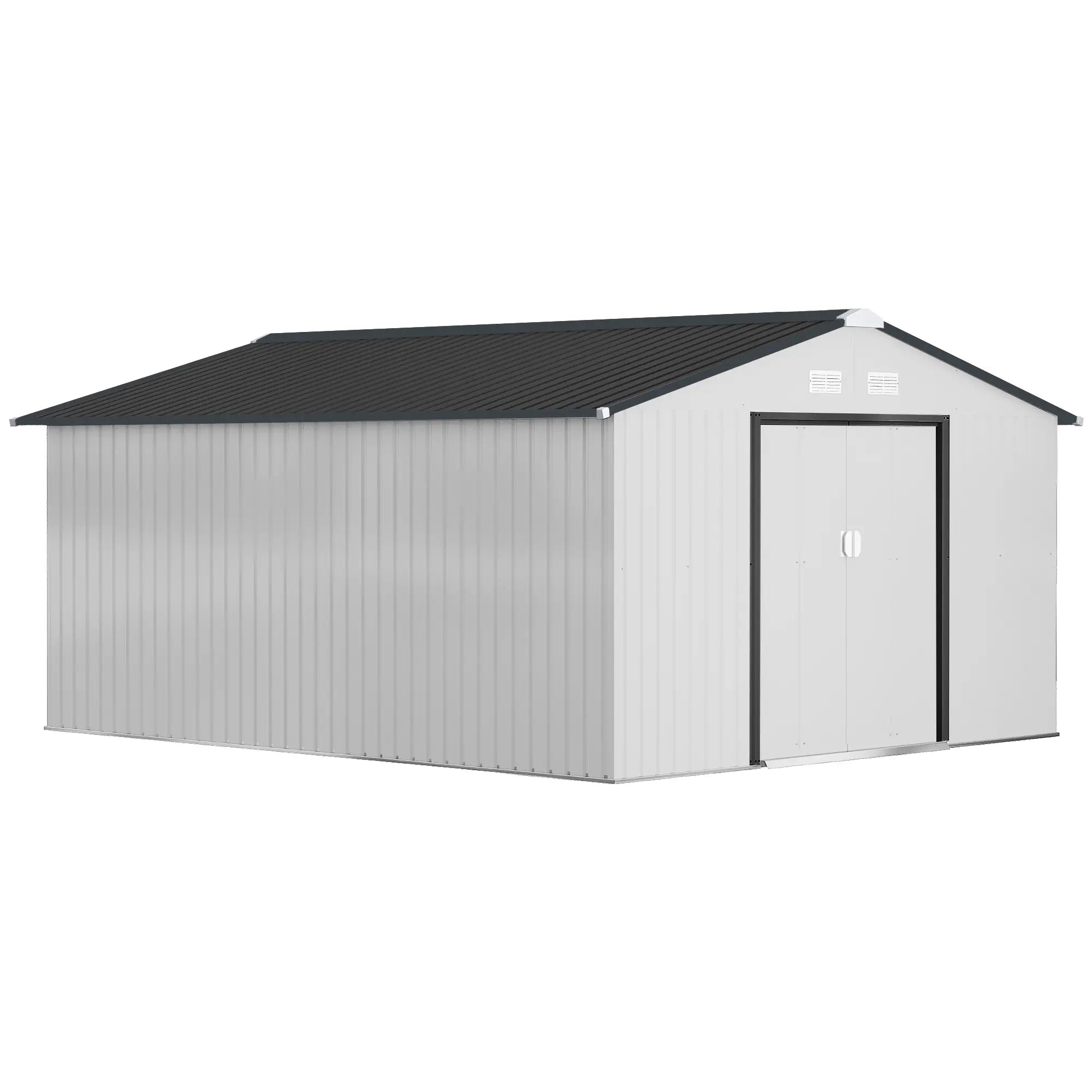 11' x 13' Garden Storage Shed, Metal, Double Doors, White Sheds at Gallery Canada
