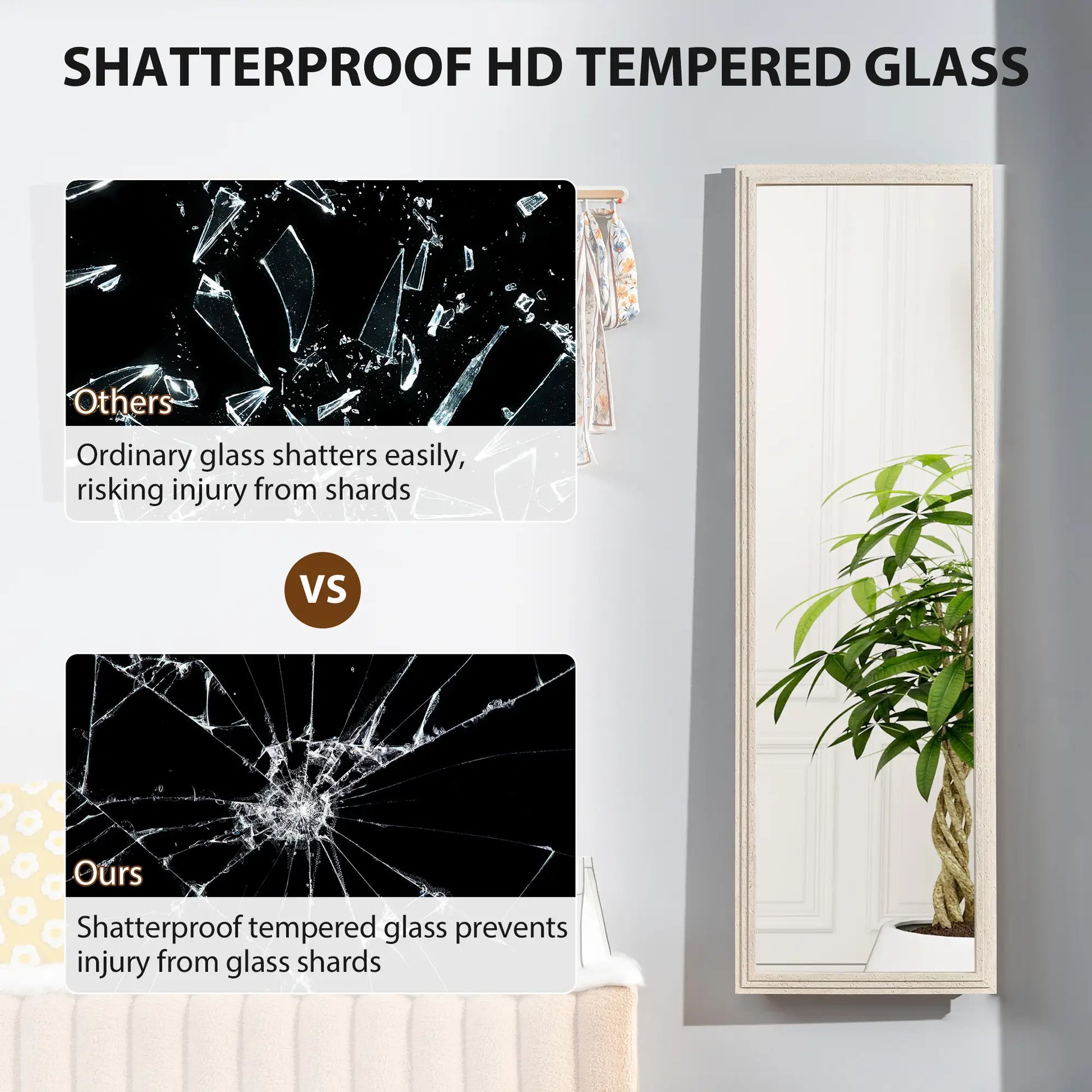 64" x 21" Full Length Mirror, Standing, Wall Mounted, White Full Length Mirrors at Gallery Canada