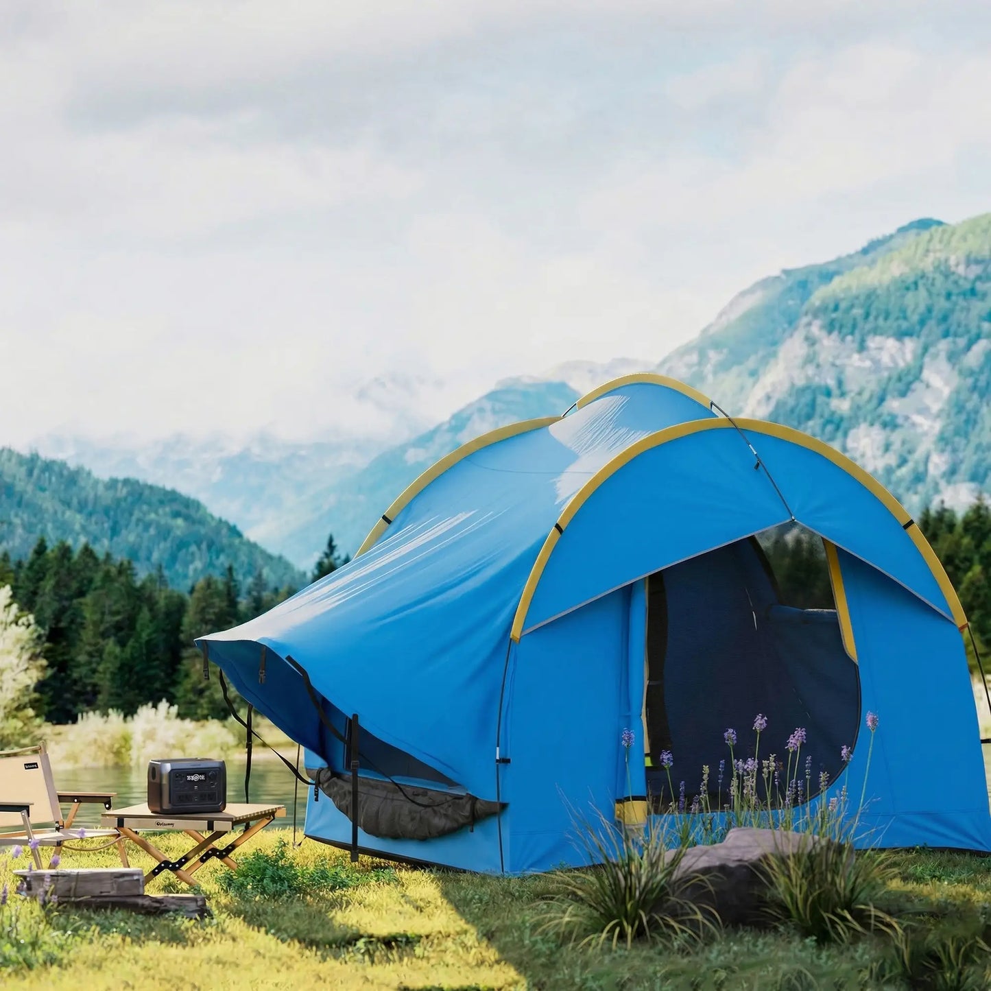 3000mm Waterproof SUV Tent, Car Tent with 3 Doors and Mesh Window, for 5-6 Person Camping Travel, Blue and Orange Camping Tents at Gallery Canada
