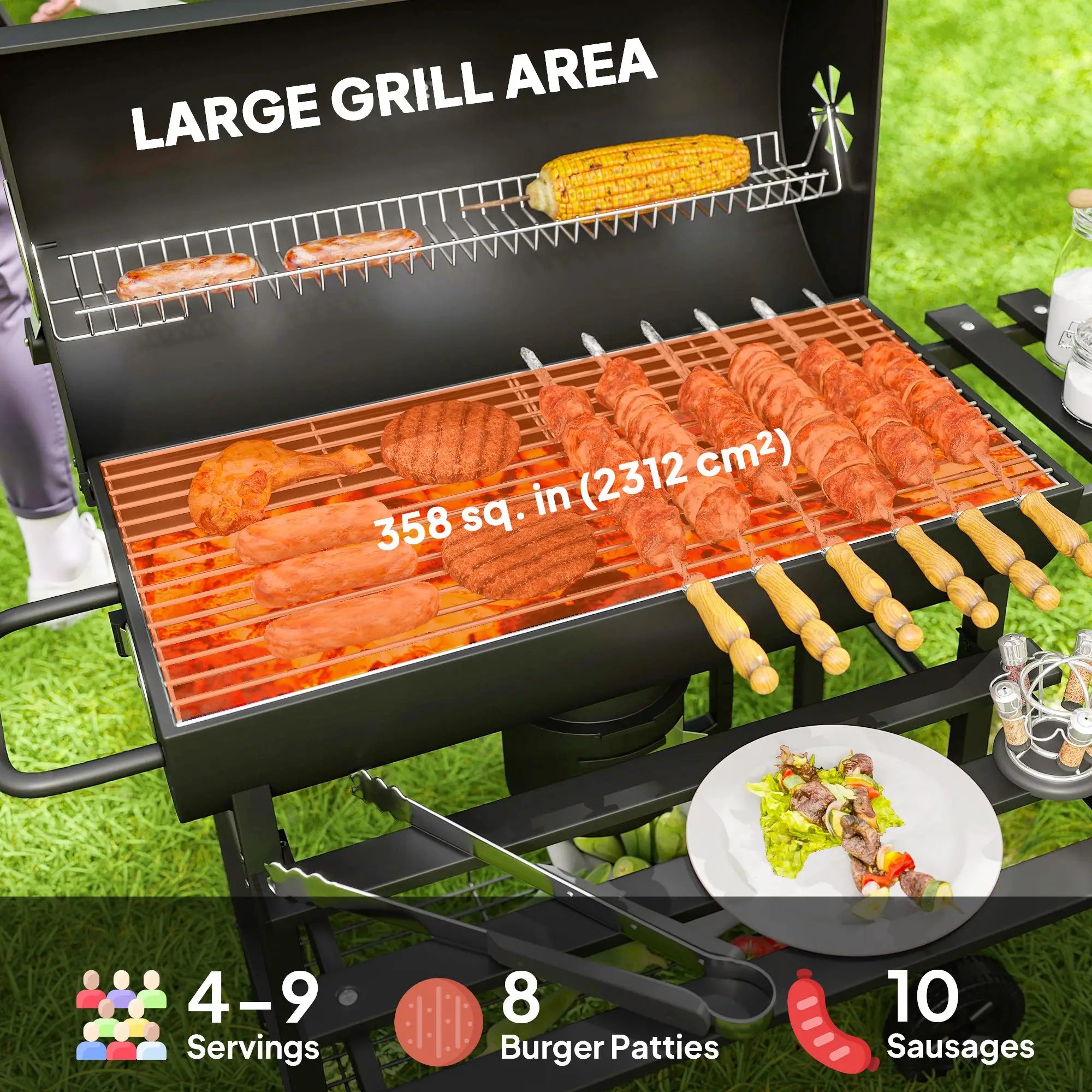 29 Inch Charcoal BBQ Grill With Foldable Table, Black Charcoal BBQ Grils at Gallery Canada
