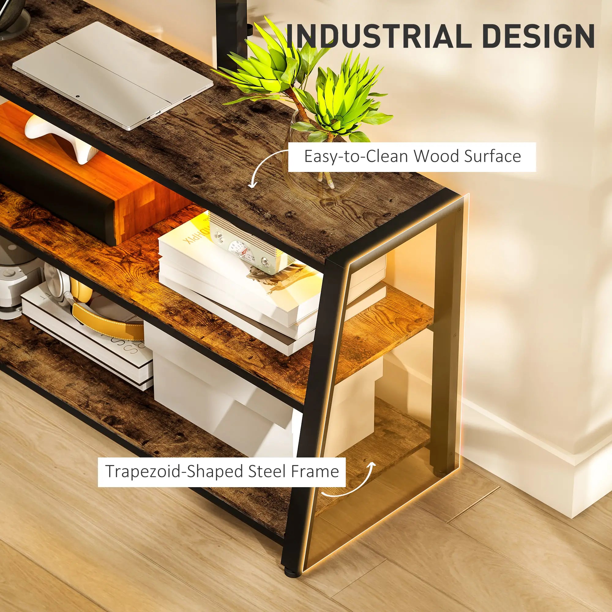 TV Stand with Mount, Power Outlet, LED Lights, for 32-70 Inch TVs TV Stands at Gallery Canada