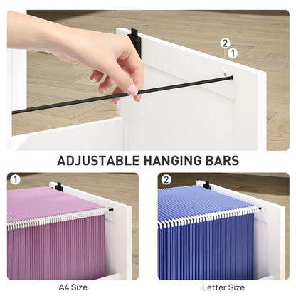 4 Drawer Filing Cabinet with Lock, Office Storage, A4 Letter Size, White Office Cabinets & Cupboards at Gallery Canada