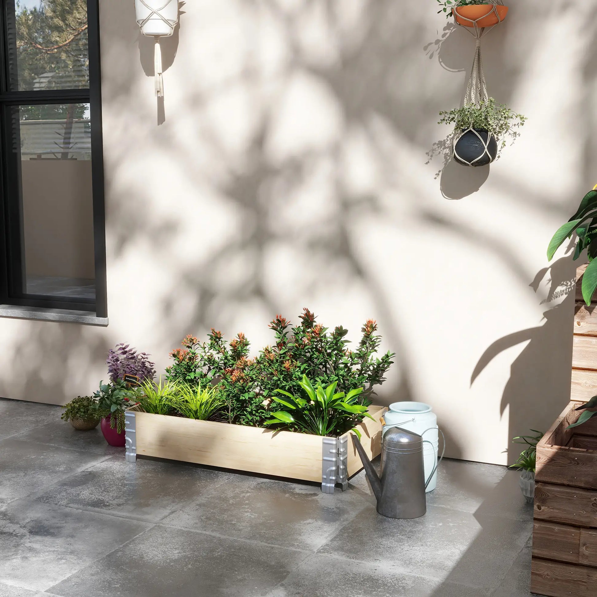 Raised Garden Bed, Foldable Wooden Planter for Outdoor Plants Wooden Planter Boxes at Gallery Canada