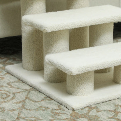 18" 3 Tier Pet Stairs, Dog Cat Step, Scratch Post, Beige Cat Trees at Gallery Canada