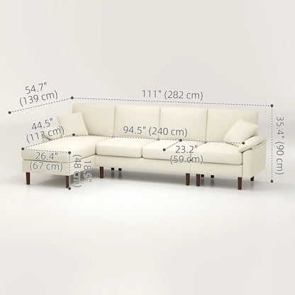 L-Shape Sectional Sofa, Changeable Chaise Lounge, Cream White 3-Seater Sofas at Gallery Canada