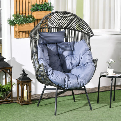Oversized Wicker Egg Chair, 5.5" Cushions, Grey Patio Chairs at Gallery Canada