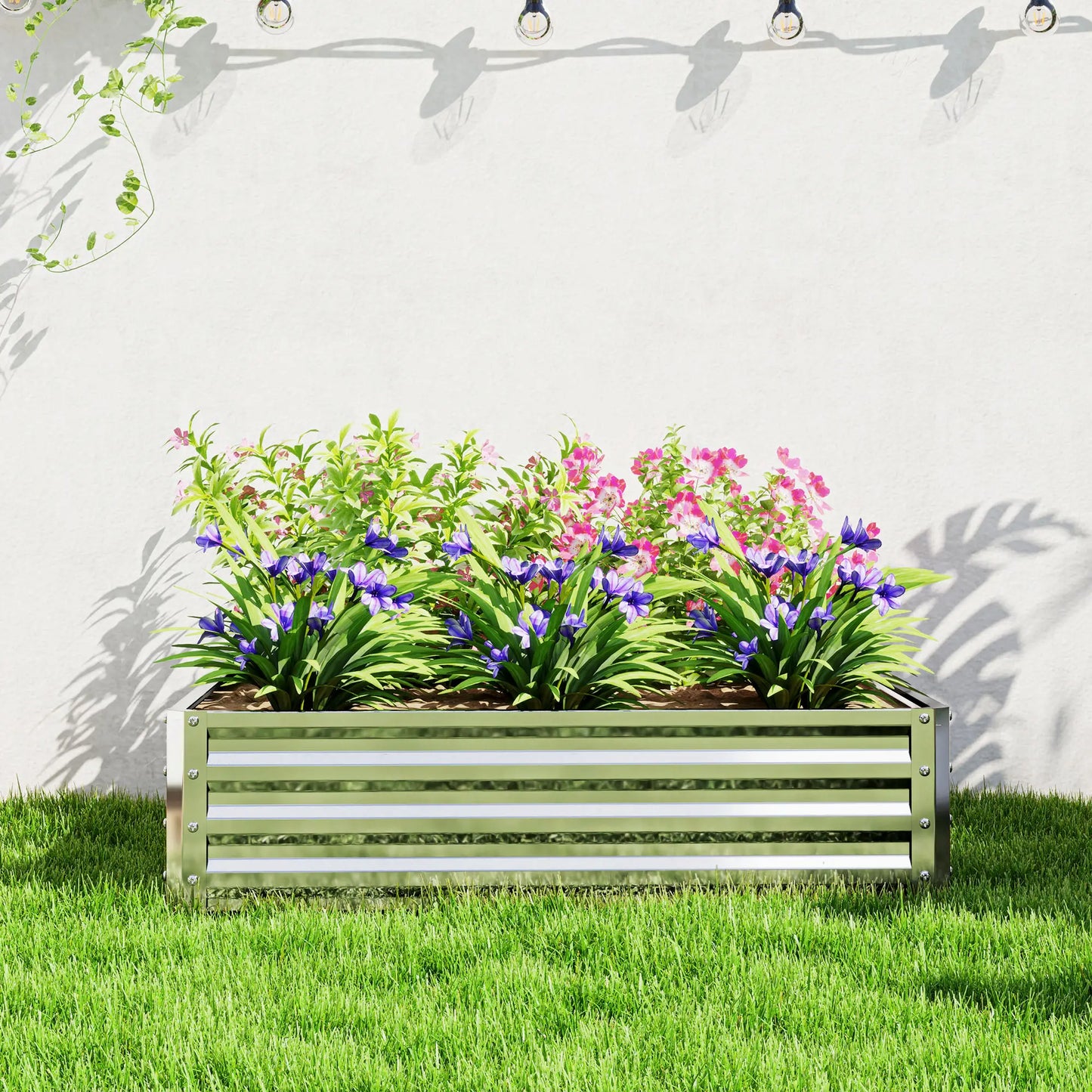 4' x 4' x 1' Galvanized Steel Raised Garden Bed, Vegetables, Flowers, Herbs, Silver Raised Garden Beds at Gallery Canada