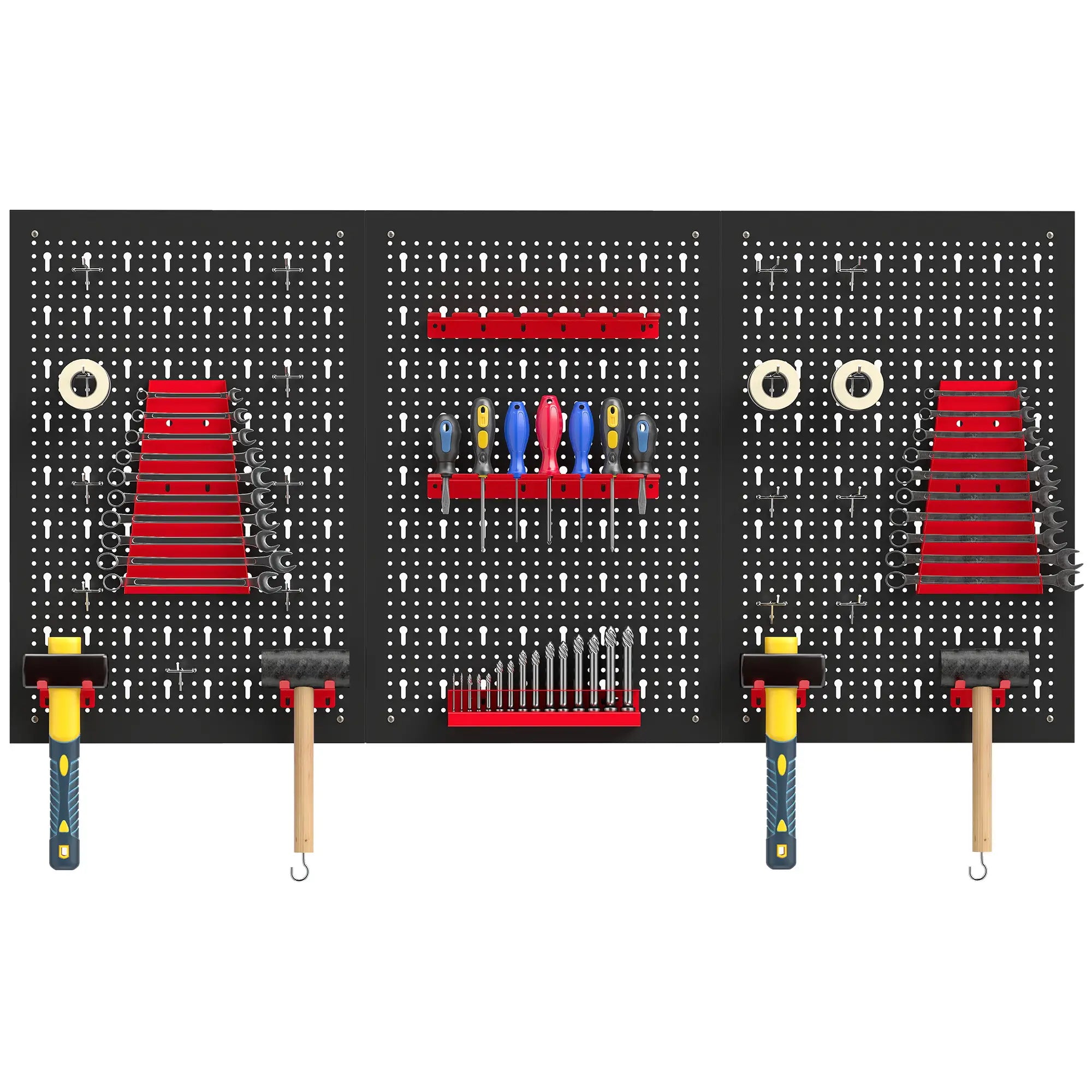 28 Piece Metal Peg Board with Accessories, Shelf Tool Organizer, Black and Red Tool Organizers Black, Red at Gallery Canada
