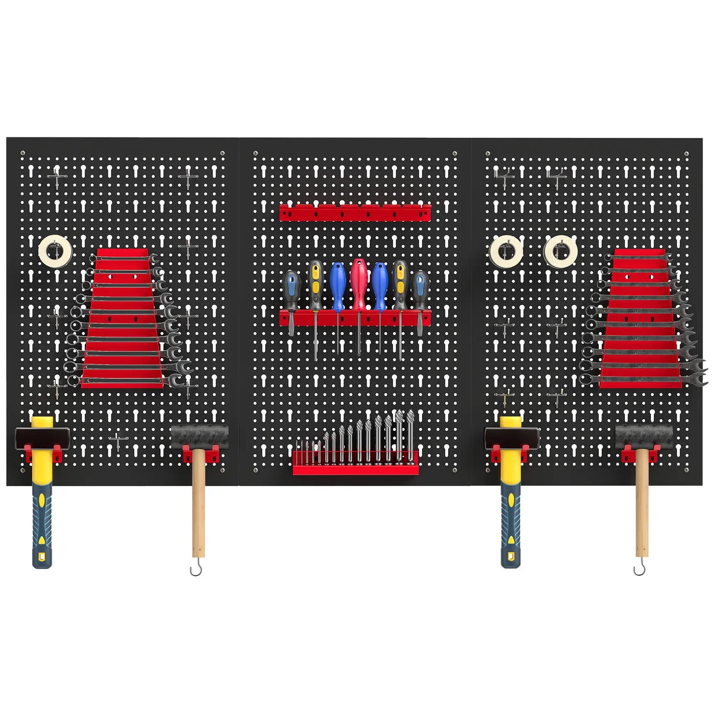28 Piece Metal Peg Board with Accessories, Shelf Tool Organizer, Black and Red Tool Organizers Black, Red at Gallery Canada