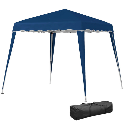 8' x 8' Pop Up Canopy, Outdoor Foldable Tent, Portable With Bag, Blue