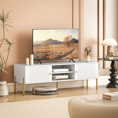TV Stand for 65 Inch TVs, Entertainment Center with Shelves and Cabinets, White TV Stands at Gallery Canada