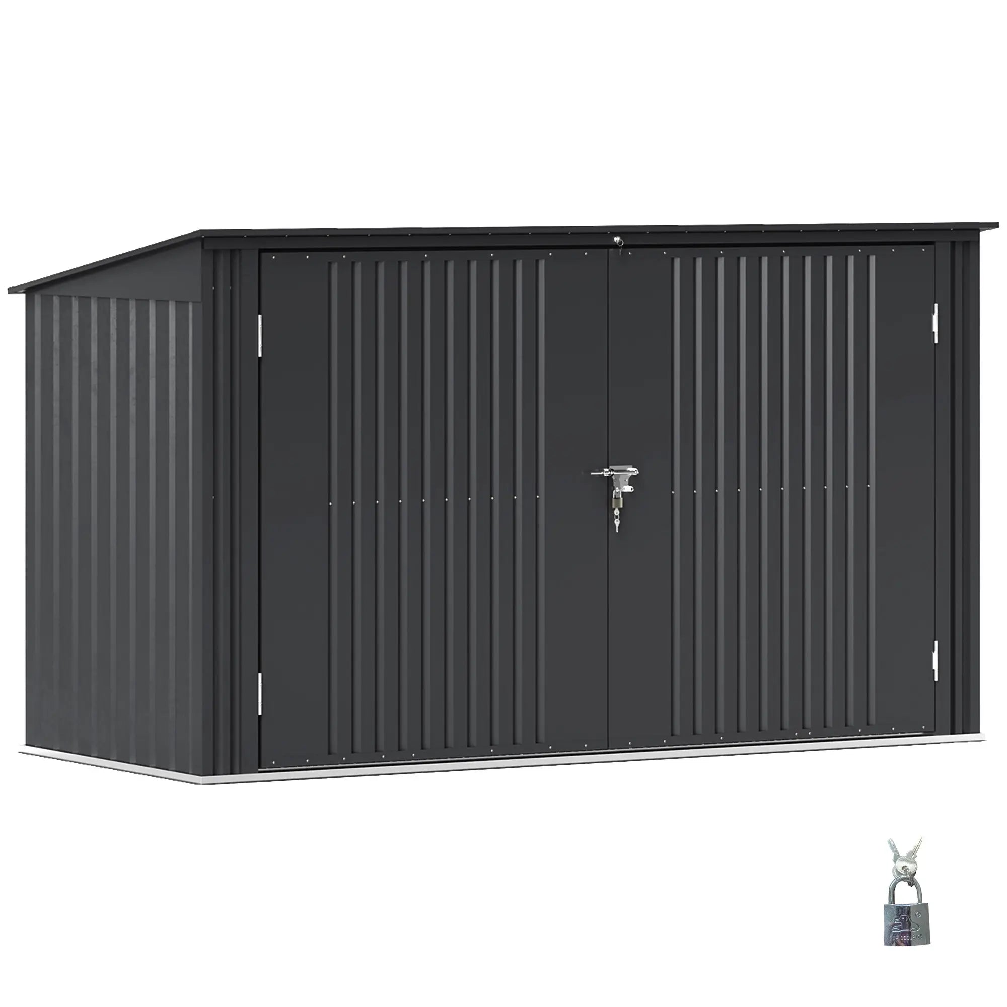 7.6 x 3.4ft Outdoor Storage Shed, Triple Bin Organizer, Lockable Doors Sheds at Gallery Canada
