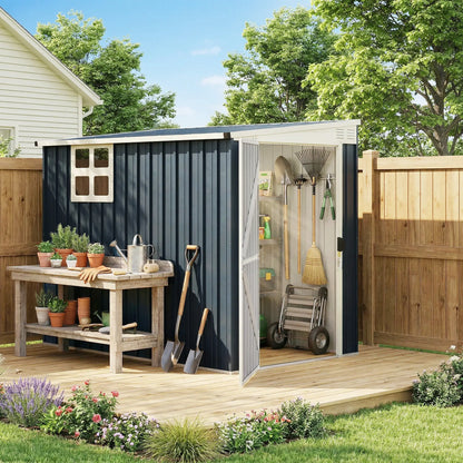4' x 8' Metal Garden Shed, Outdoor Storage with Window, 2 Vents, Lockable Door Sheds at Gallery Canada
