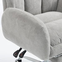 Cross Legged Office Chair, Flip Armrests, Footrest, Light Grey