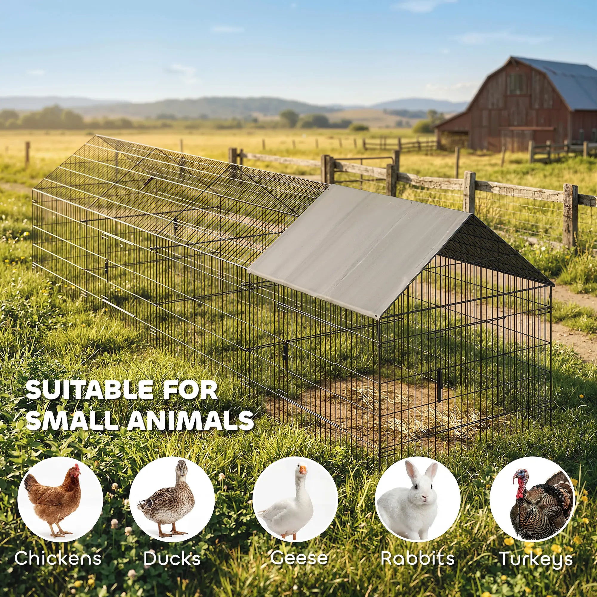 Large Metal Chicken Coop, Water-Resistant Anti-UV Cover, 6 Doors Chicken Coops at Gallery Canada