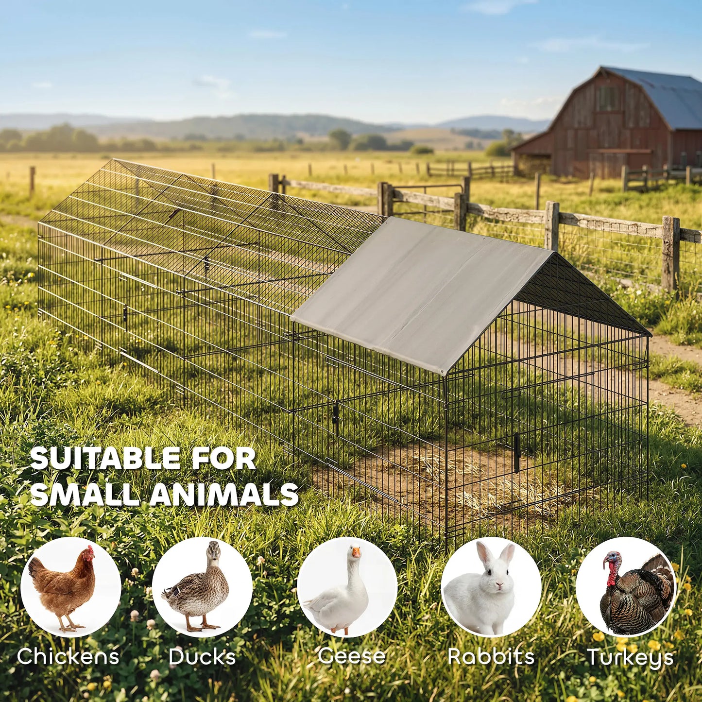 Large Metal Chicken Coop, Water-Resistant Anti-UV Cover, 6 Doors Chicken Coops at Gallery Canada