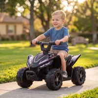 6V Kids ATV, 4 Wheels Quad, Button Control, 45Mins, Black Electric Toy Cars Black at Gallery Canada