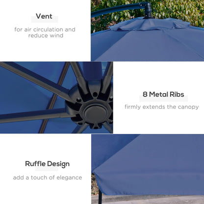 11FT Offset Hanging Patio Umbrella, Easy Tilt, Cross Base, 8 Ribs, Blue Cantilever Umbrellas at Gallery Canada