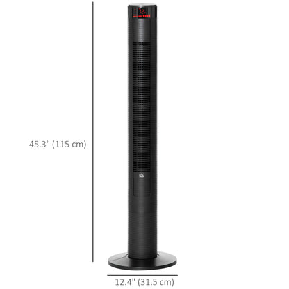 Freestanding Tower Fan, 3 Speed, 12h Timer, Oscillating, LED, Remote, Black Tower Fans at Gallery Canada