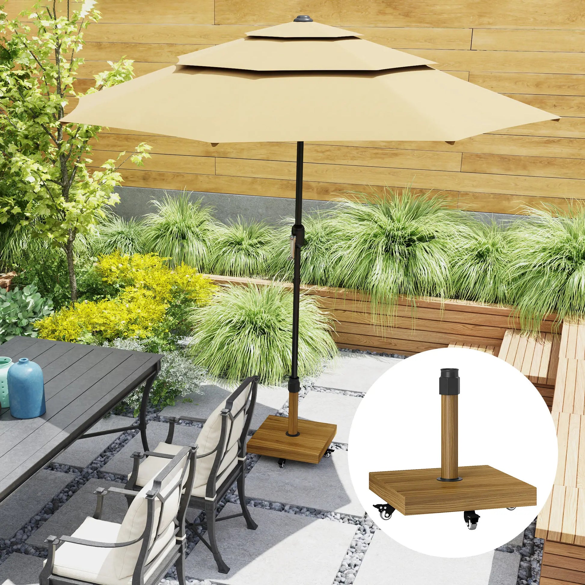Heavy Duty Patio Umbrella Stand with Wheels, Outdoor Base Holder Umbrella Bases at Gallery Canada