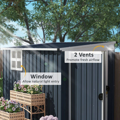 4' x 8' Metal Garden Shed, Outdoor Storage with Window, 2 Vents, Lockable Door Sheds at Gallery Canada