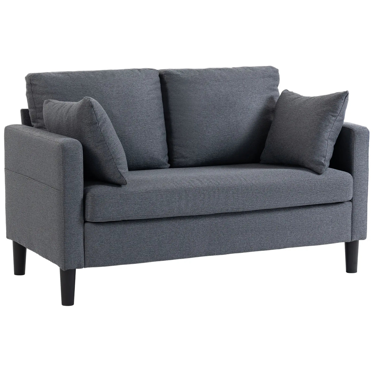 55" Loveseat Sofa, Modern Linen Upholstered, Dark Grey 2-Seater Sofas Dark Grey at Gallery Canada