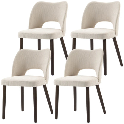 Upholstered Dining Chairs Set, Cream White