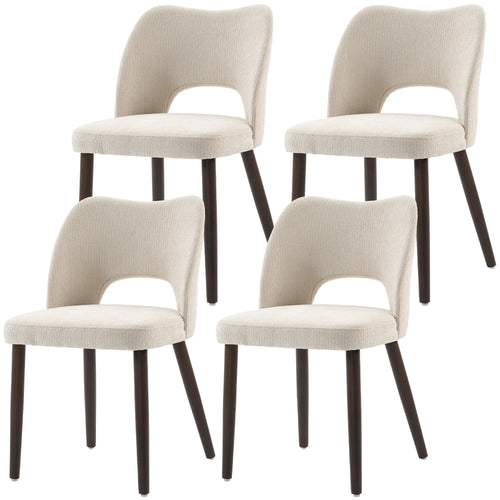 Upholstered Dining Chairs Set, Cream White