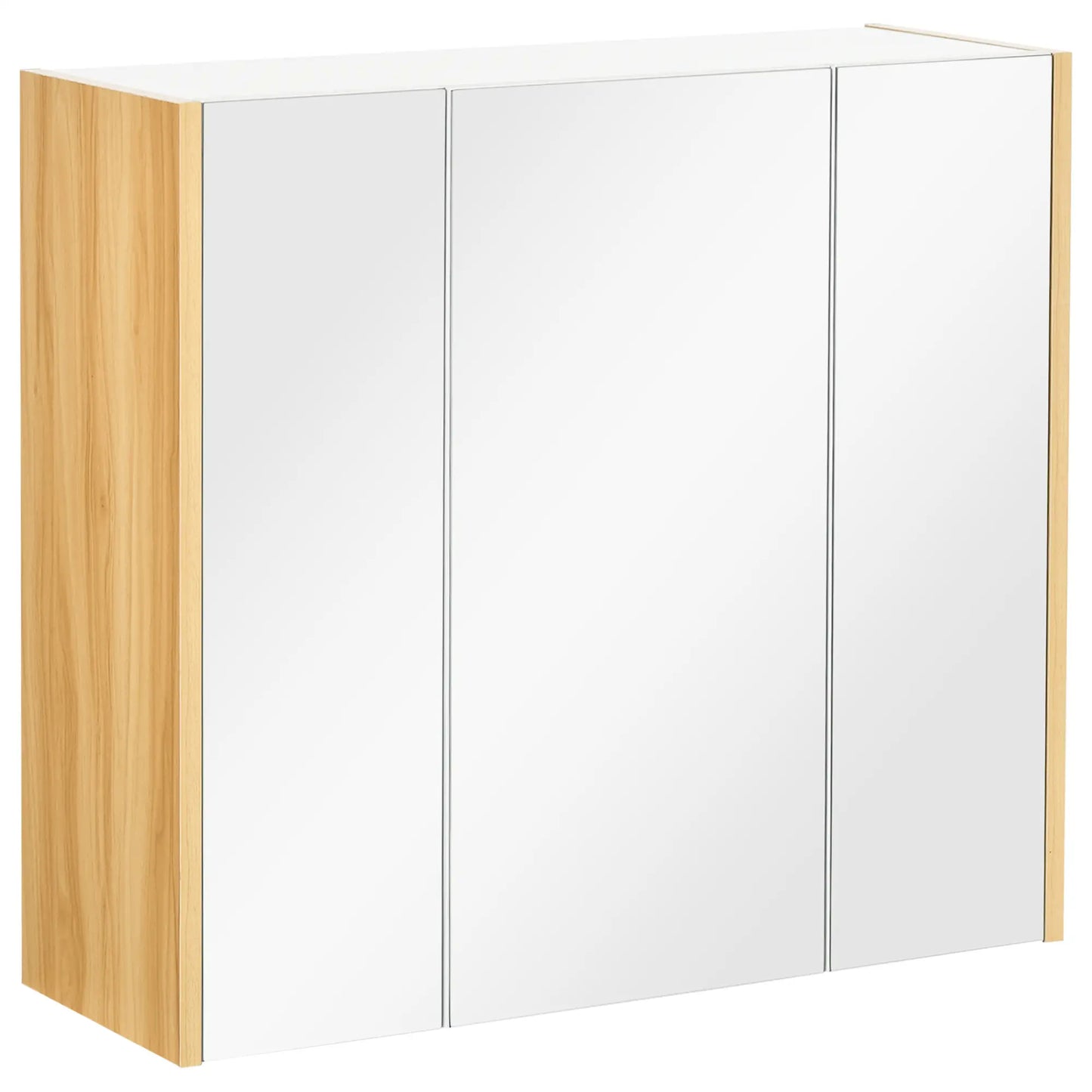 Wall Mounted Medicine Cabinet, Mirror, 3 Doors, Adjustable Shelves, White