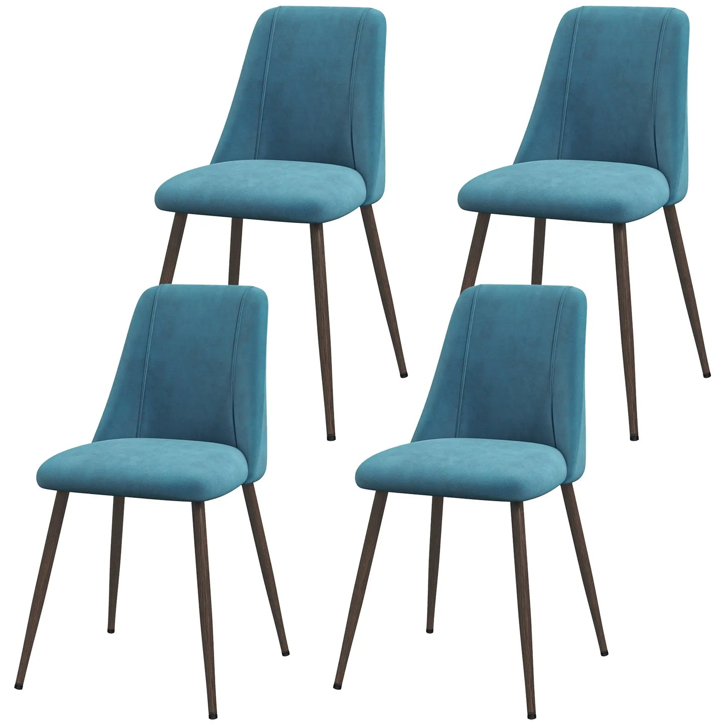 Upholstered Dining Chairs Set of 4, Velvet, Wood-Grain Steel Leg, Blue Bar Stools Blue, Brown Wood Grain at Gallery Canada