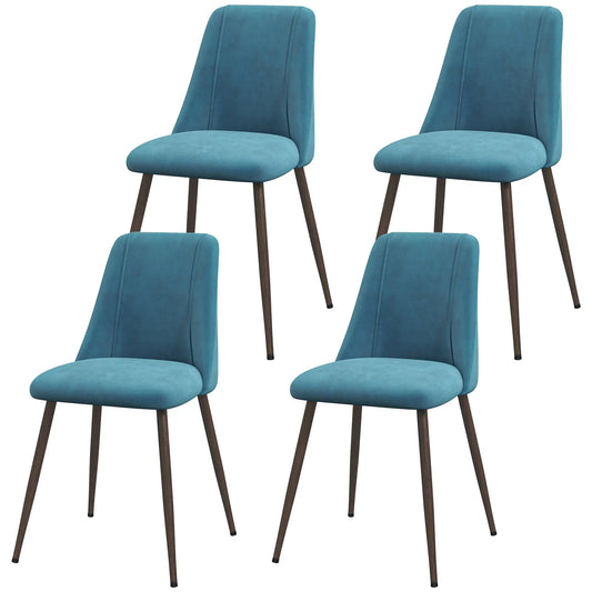 Upholstered Dining Chairs Set of 4, Velvet, Wood-Grain Steel Leg, Blue Bar Stools Blue, Brown Wood Grain at Gallery Canada