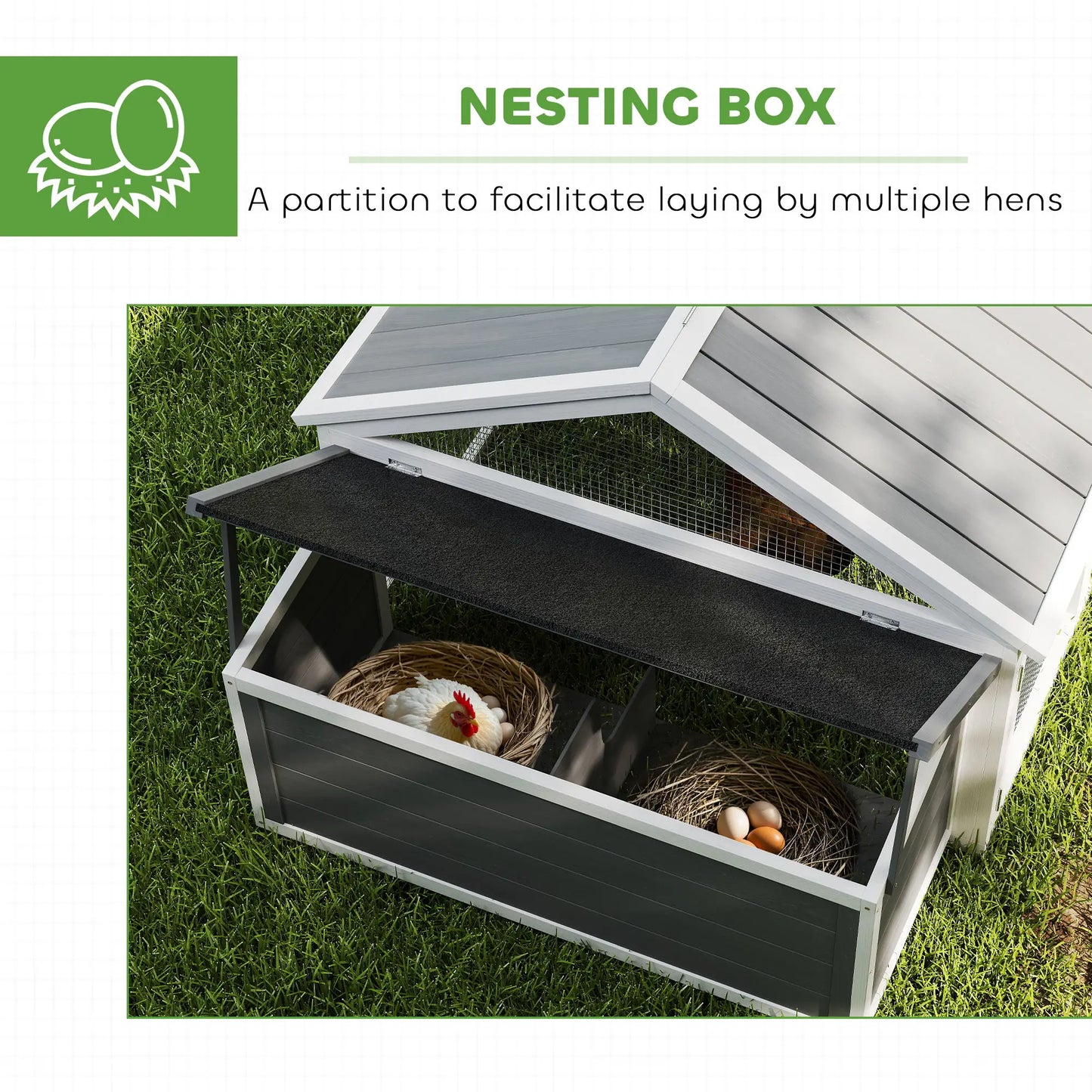 95"L Chicken Coop With Nesting Box, Wooden Roof, Side Door, For 4-8 Chickens Chicken Coops at Gallery Canada