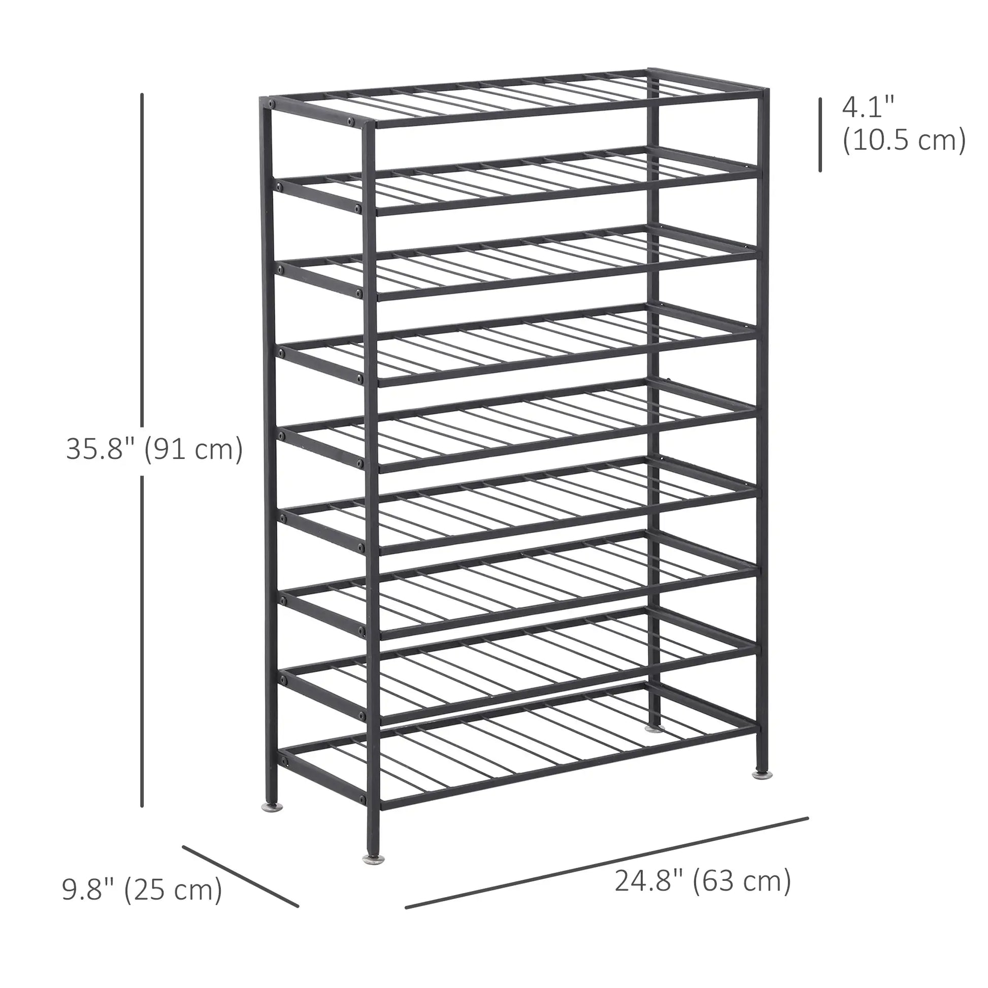 9-Tier Metal Wine Rack, 54 Bottles, Freestanding, Black Wine Racks at Gallery Canada