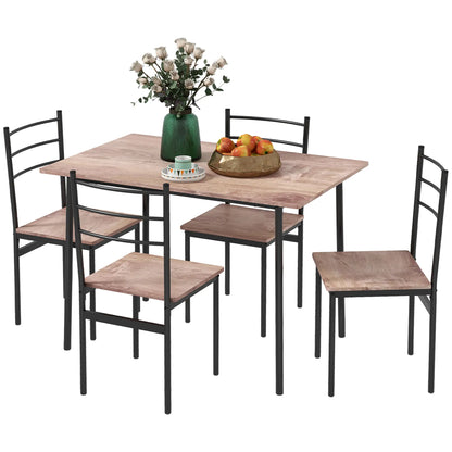 5 Piece Dining Table Set for 4, Space Saving Kitchen Table and 4 Chairs, Rectangle, Steel Frame for Dining Room Bar Sets at Gallery Canada