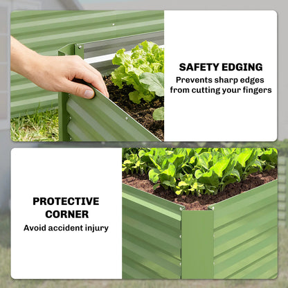 Galvanized Metal Planters Set, 4' x 2' x 2' Raised Garden Bed, Light Green Galvanized Planter Boxes at Gallery Canada