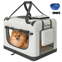 Soft-Sided Pet Carrier Bag for Small Dogs, Light Grey