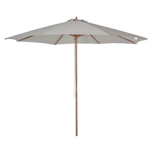 10' x 8' Wooden Patio Umbrella, Bamboo Rib Sunshade, Grey