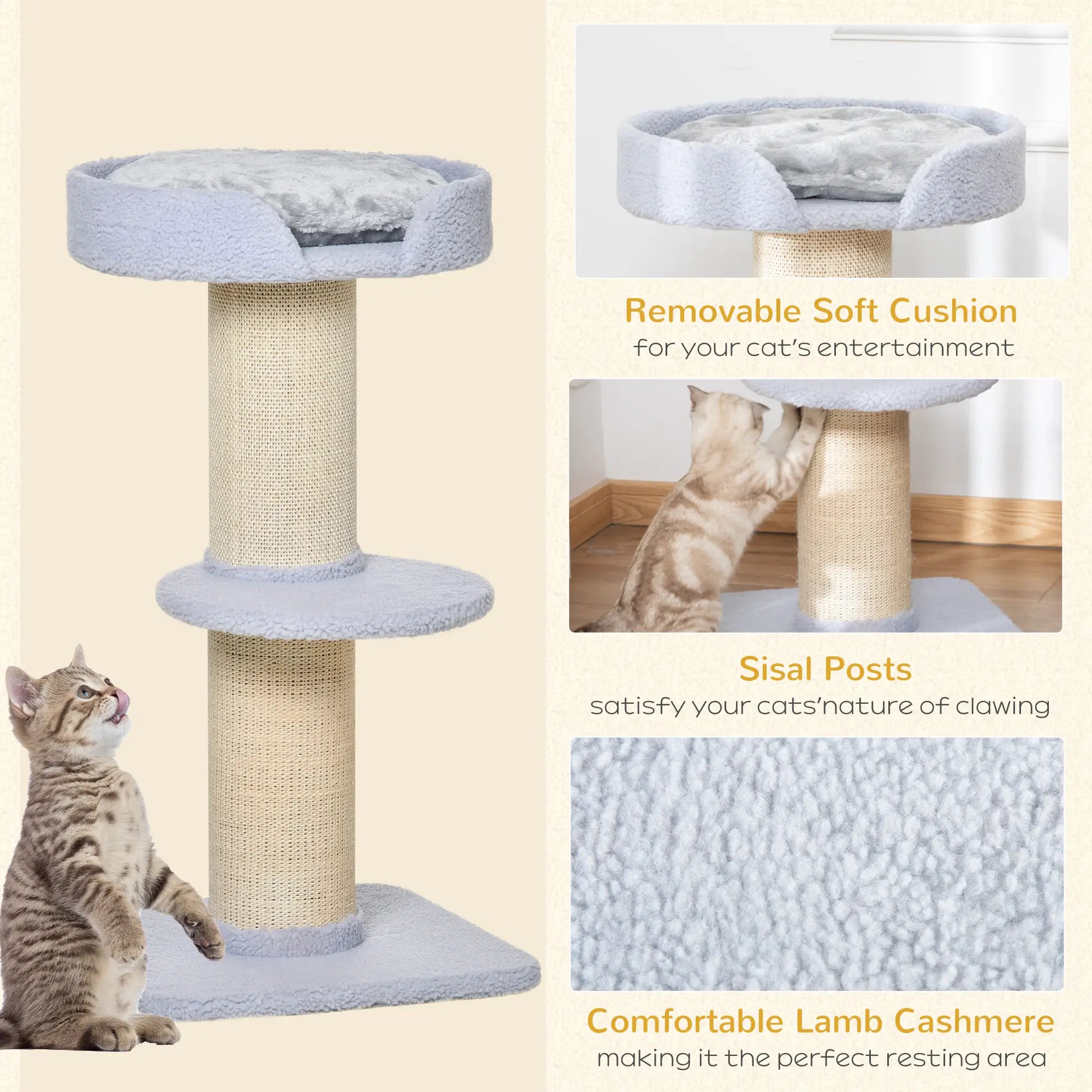 Cat Tree with Scratching Post, Bed, Cushion, Perch, 18