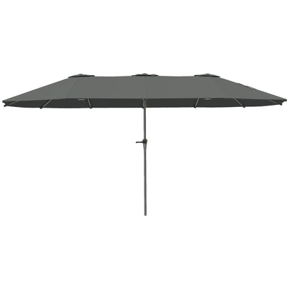 13ft Double-Sided Patio Umbrella, Crank Handle, Light Grey Sun Umbrellas Light Grey, Black at Gallery Canada