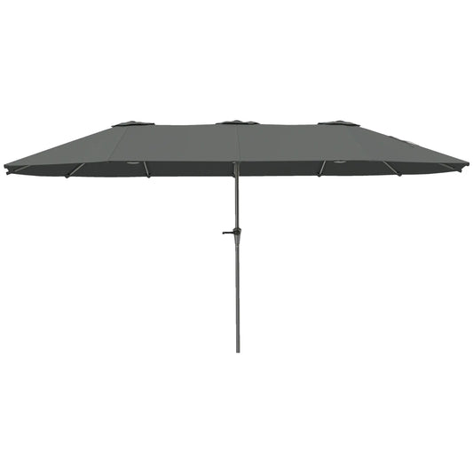 13ft Double-Sided Patio Umbrella, Crank Handle, Light Grey Sun Umbrellas Light Grey, Black at Gallery Canada